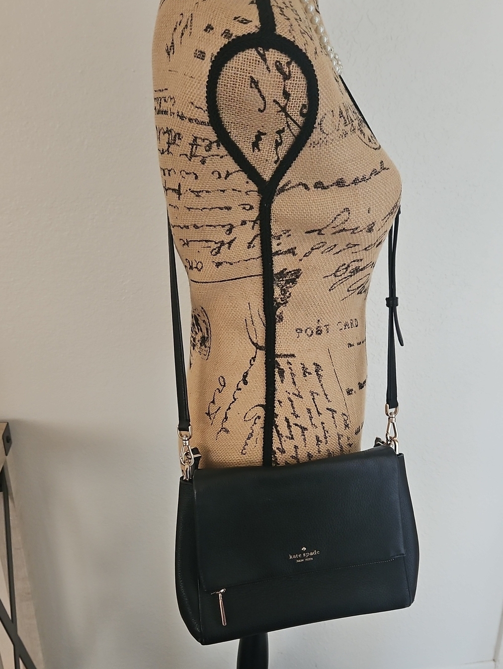 kate spade Black Pebbled Leather Shoulder Bag with Front Zip - Picture 8 of 8